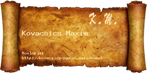 Kovacsics Maxim névjegykártya